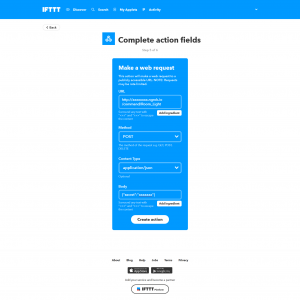 IFTTT Complete action fields
