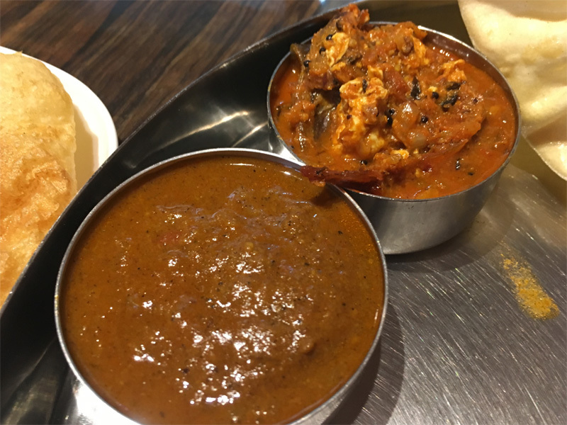 mutton curry, karuvadu egg brinjal masala @ venu's south indian dining okachimachi